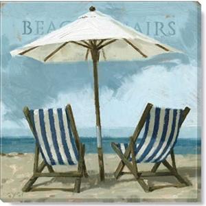imageSullivans Darren Gygi Beach Chairs Canvas Museum Quality Giclee Print Gallery Wrapped Handcrafted in USA 9quot W x 9quot L Blue9W