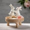 imageSulivans Dancing White Bunny Tabletop Statues Perfect for a Table Centerpiece Mantels and Shelf Decoration Small Statue for Indoor Spring Decor for Home Office Patio