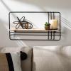 imageSullivans MetalFramed Wood Wall Shelf Brown Wall Decor Wall Decorations Modern Home Decor Hanging Wall Shelf