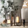 imageSullivans Silver Framed Modern Candle Lanterns Set of 2 Lantern Decor Home Decor for Living Room Kitchen Entryway Decor Standing or Hanging Lantern