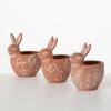 imageSulivans Terracotta Brown Bunny Planter Set of 3 Perfect for a Table Centerpiece Mantels and Shelf Decoration Small Statue for Indoor Spring Decor for Home Office Patio