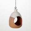 imageSullivans Brown Terracotta Hanging 2 Tone Bird Feeder Bath Bowl FlyThrough Design Decoration for Outdoor Birdwatching Perfect for Garden Yard Deck and Patio