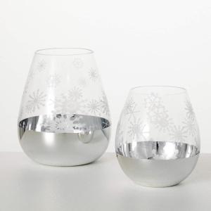 image5quotH and 65quotH Sullivans Snowflake Candleholder  Set of 2 Silver