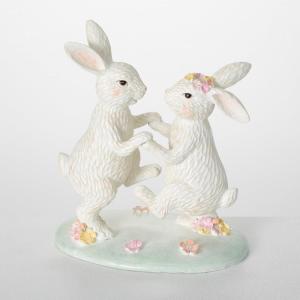 imageSulivans Dancing White Bunny Tabletop Statues Perfect for a Table Centerpiece Mantels and Shelf Decoration Small Statue for Indoor Spring Decor for Home Office Patio