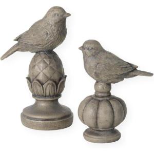 imageSulivans Finial Gray Bird Resin Figurines Set of 2 Perfect for a Table Centerpiece Mantels and Shelf Decoration Small Statue for Indoor Spring Decor for Home Office Patio