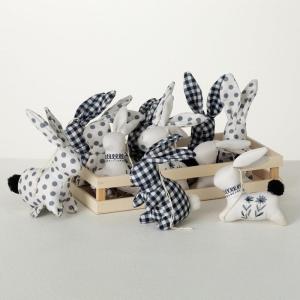 imageSulivans Mini Stuffed Bunny with Pattern Design Tuckin Set of 12 Perfect for a Table Centerpiece Mantels and Shelf Decoration Small Statue for Indoor Spring Decor for Home Office Patio