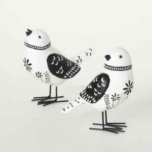 imageSulivans Painted Whimsical White and Black Bird Figurines Set of 2 Perfect for a Table Centerpiece Mantels and Shelf Decoration Small Statue for Indoor Spring Decor for Home Office Patio