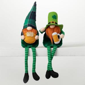 imageSulivans St Patricks Day Green Gnome Set of 2 Perfect for a Table Centerpiece Mantels and Shelf Decoration Small Sitting Plush for Indoor Spring Decor for Home Office Patio