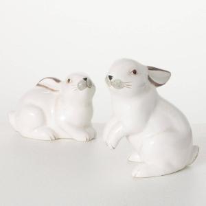 imageSulivans Sweet Standing White Bunny Ceramic Figurines Set of 2 Perfect for a Table Centerpiece Mantels and Shelf Decoration Small Statue for Indoor Spring Decor for Home Office Patio