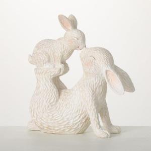 imageSulivans White Playful Bunny and Baby Bunny Figurine Perfect for a Table Centerpiece Mantels and Shelf Decoration Small Statue for Indoor Spring Decor for Home Office Patio