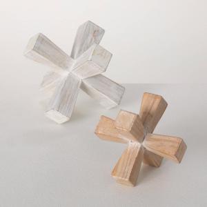 imageSulivans White and Natural Geometric Jack Art Tabletop Wood Decor Set of 2 Perfect for a Table Centerpiece Mantels and Shelf Decoration Small Statue for Indoor Spring Decor for Home Office Patio