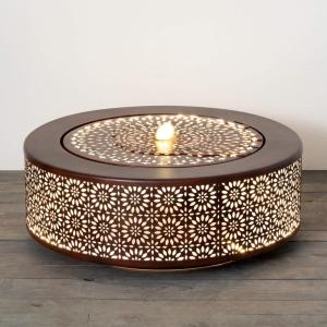 imageSullivans Copper Flower Cutout Wide Water Fountain with Easy Setup Pump and LED Light Small Desk Waterfall for Meditation Indoor or Outdoor Garden Patio Living Room and Office Home Dcor