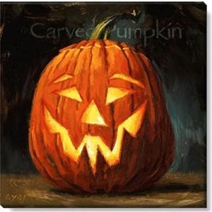 imageSullivans Darren Gygi Carved Pumpkin Canvas Museum Quality Giclee Print Gallery Wrapped Handcrafted in USA 9quot W Orange