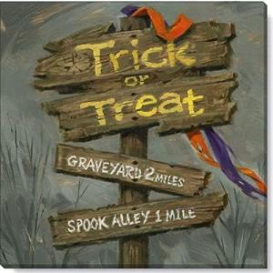 imageSullivans Darren Gygi Trick or Treat Sign Canvas Museum Quality Giclee Print Gallery Wrapped Handcrafted in USA 9quot W Brown