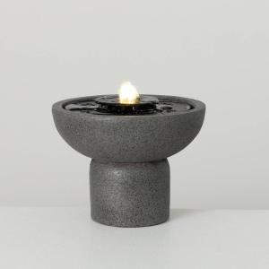 imageSullivans Gray Large Pedestal Water Fountain with Easy Setup Pump and LED Light Small Desk Waterfall for Meditation Indoor or Outdoor Garden Patio Living Room and Office Home DcorSmall
