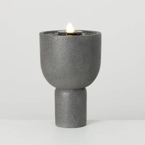 imageSullivans Gray Large Pedestal Water Fountain with Easy Setup Pump and LED Light Small Desk Waterfall for Meditation Indoor or Outdoor Garden Patio Living Room and Office Home DcorLarge
