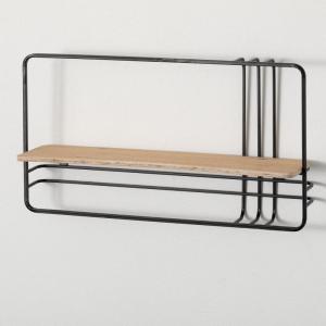 imageSullivans MetalFramed Wood Wall Shelf Brown Wall Decor Wall Decorations Modern Home Decor Hanging Wall Shelf