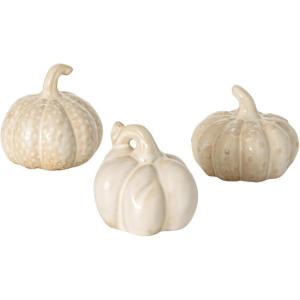 imageSullivans Stoneware Cream Pumpkin Trio Fall Decorative Small Pumpkins Perfect for Halloween Thanksgiving Harvest Decorating for Mantels and Tabletops