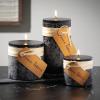 imageSullivans Vance Kitira Set of 3 Pillar Candles Blue Candle Set CleanBurning EnvironmentalFriendly Scentless RealWax Candles Home DcorBlack