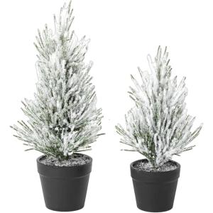 imageSullivans Flocked Christmas Pine Tree Set of 2 Christmas Decor Mini Christmas Trees Christmas Decorations Indoor Home Decor Flocked Trees Artificial Christmas Trees Tabletop Christmas Decor