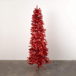 imageSullivans Red Illuminated 7 Tinsel Tree Christmas Dcor Trees Holiday Decor Christmas Tabletop Trees Mantle Decor Christmas Decorations