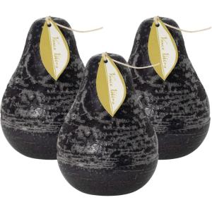 imageSullivans Vance Kitira Pear Candle Set of 3 Unscented 45 Inch CleanBurning Dripless RealWax Candles for Home and Hosting DcorBlack