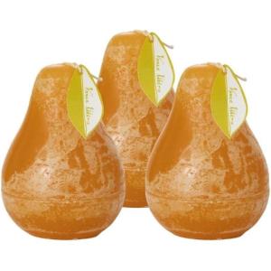 imageSullivans Vance Kitira Pear Candle Set of 3 Unscented 45 Inch CleanBurning Dripless RealWax Candles for Home and Hosting DcorBrown