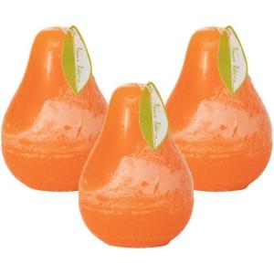 imageSullivans Vance Kitira Pear Candle Set of 3 Unscented 45 Inch CleanBurning Dripless RealWax Candles for Home and Hosting DcorOrange