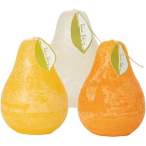 imageSullivans Vance Kitira Pear Candle Set of 3 Unscented 45 Inch CleanBurning Dripless RealWax Candles for Home and Hosting DcorOrange Yellow White