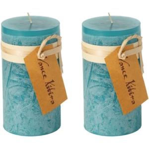 imageSullivans Vance Kitira Pillar Candle Set of 2 6Inch Sea Blue Candle Sets CleanBurning EnvironmentalFriendly Unscented HandPoured Wax Candles Home Dcor CT246SEAKITBlue