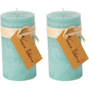 imageSullivans Vance Kitira Pillar Candle Set of 2 6Inch Sea Blue Candle Sets CleanBurning EnvironmentalFriendly Unscented HandPoured Wax Candles Home Dcor CT246SEAKITSea Blue