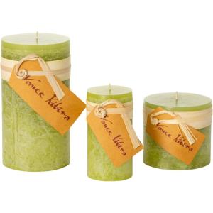 imageSullivans Vance Kitira Set of 3 Pillar Candles Blue Candle Set CleanBurning EnvironmentalFriendly Scentless RealWax Candles Home DcorGreen Grape