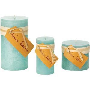 imageSullivans Vance Kitira Set of 3 Pillar Candles Blue Candle Set CleanBurning EnvironmentalFriendly Scentless RealWax Candles Home DcorMulticolor