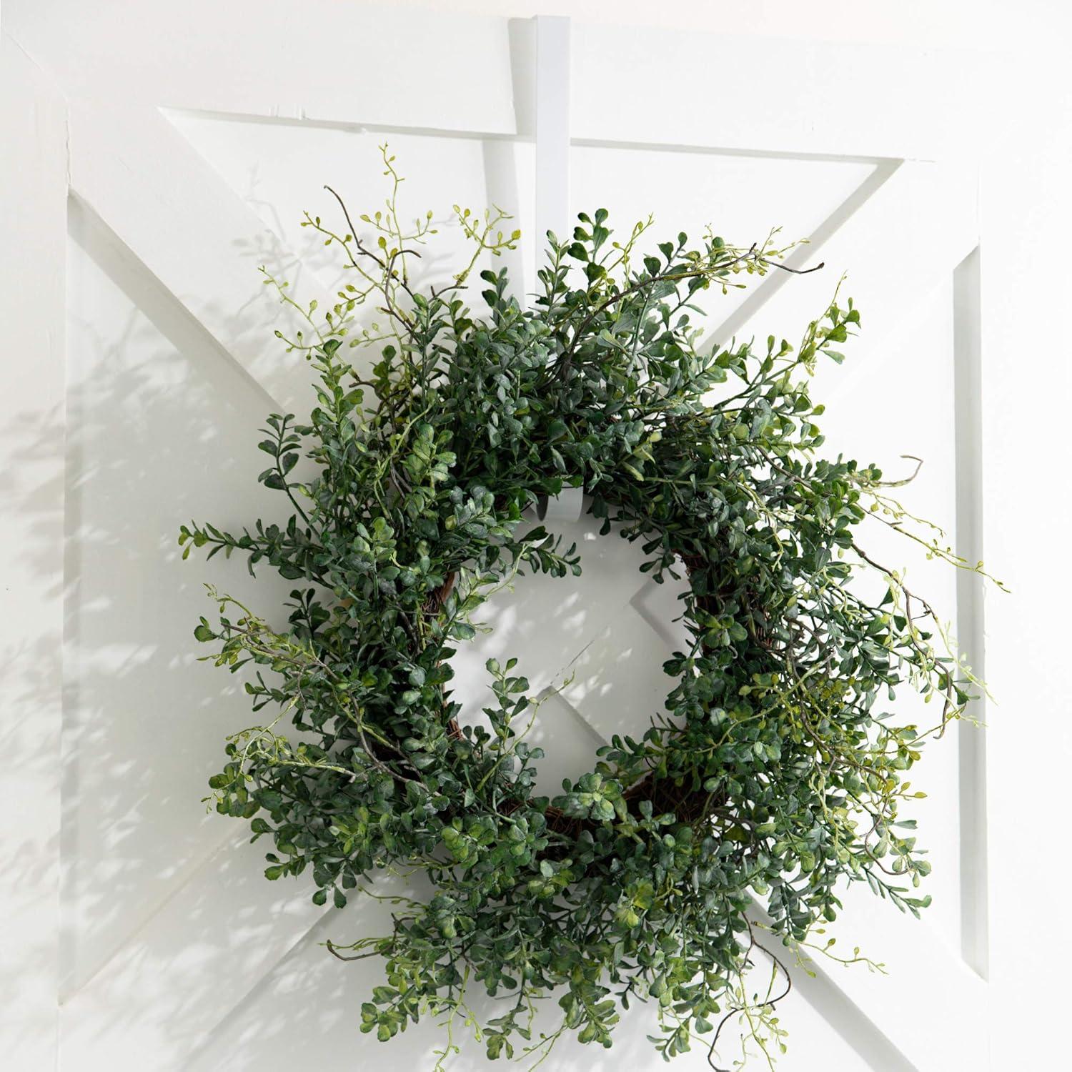 imageSullivans Blue Boxwood Decorative Artificial Wreath Wreaths for Front Door Front Porch Dcor Fake Plants Door Decorations 24 x 7 GreenTraditional