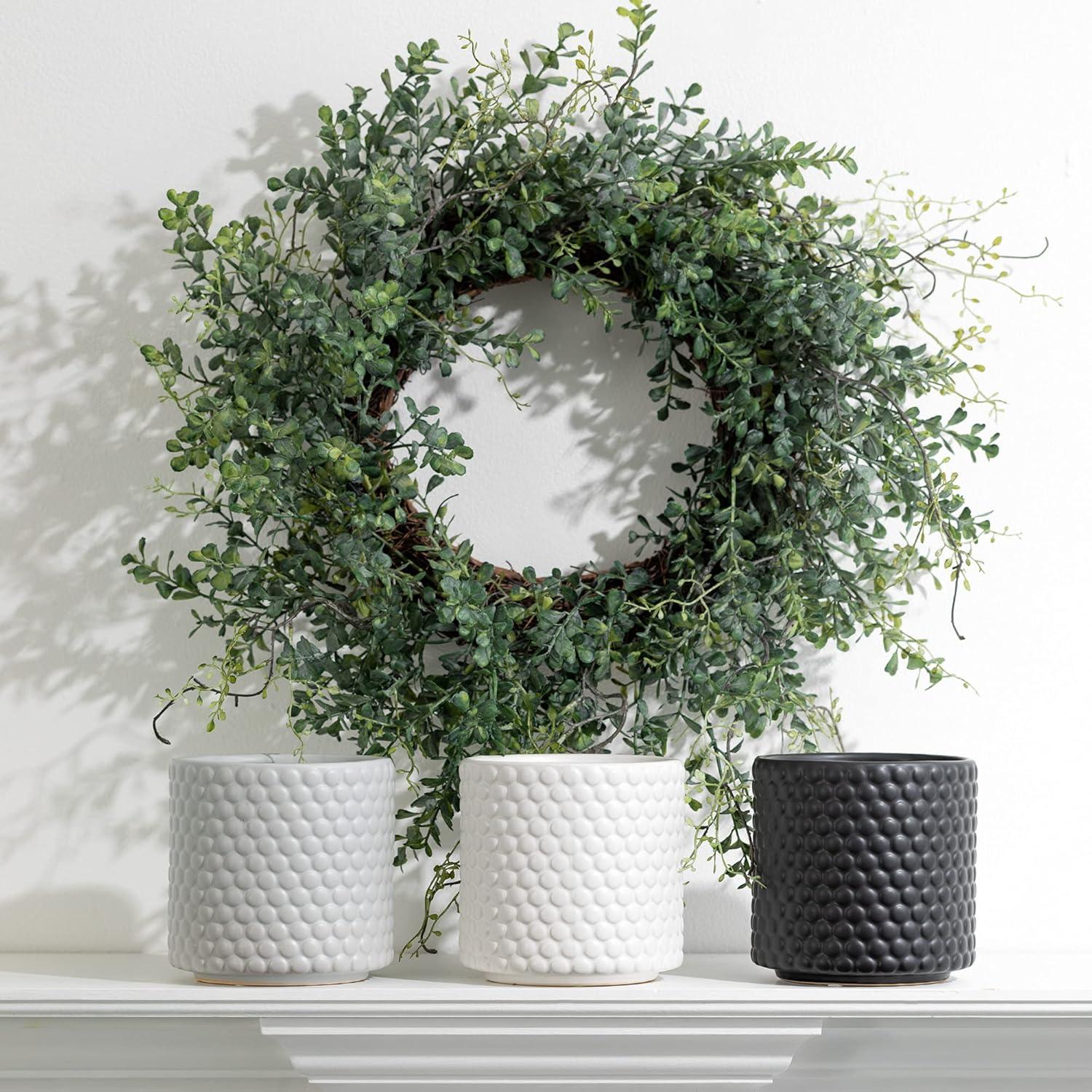 imageSullivans Blue Boxwood Decorative Artificial Wreath Wreaths for Front Door Front Porch Dcor Fake Plants Door Decorations 24 x 7 GreenTraditional