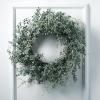 imageSullivans Blue Boxwood Decorative Artificial Wreath Wreaths for Front Door Front Porch Dcor Fake Plants Door Decorations 24 x 7 GreenTraditional