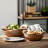 imageSullivans Rustic Wood Bowl Set with Handles Brown 875quot L and 1075quot L