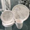 imageSullivans White Ceramic Christmas Silver Snowflake Mug Set of 4 Holiday Hot Chocolate Coffee Latte Tea Cups Perfect for Holiday Gifts