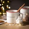imageSullivans White Ceramic with Red Trim Holiday Mug Set of 4 Christmas Hot Chocolate Cups with Seasonal Words for Hot Cocoa Dishwasher Safe Gift Box Included