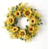 imageSullivans 2175 Inch Mixed Flower Wreath Spring and Summer Artificial Wreath Everyday Wreath Front Door Wreaths Indoor ampamp Outdoor Wreaths Door Entryway Porch DcorSunflower  Eucalyptus