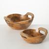 imageSullivans Rustic Wood Bowl Set with Handles Brown 875quot L and 1075quot L