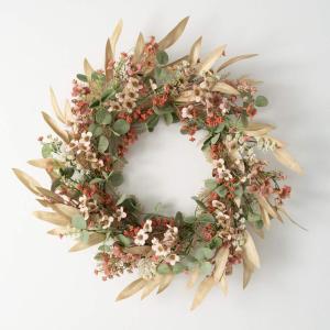 imageSullivans 24 Inch Leaf and Flower Wreath Spring and Summer Artificial Wreath Everyday Wreath Front Door Wreaths Indoor ampamp Outdoor Wreaths Door Entryway Porch DcorLeaf  Flower