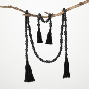 imageSullivans 65 ft Neutral Wood Bead ampamp Black Tassel Garland Set of 2 Artificial Greenery Versatile Garland Decor for All Seasons Perfect for Weddings Fireplace Mantels Dining and Living RoomsBlack
