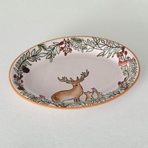 imageSullivans Ceramic Christmas Woodland Platter Holiday Charcuterie Cheese Bread Fruit Vegetable Dip or Sushi Serving Dish