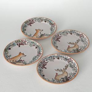 imageSullivans Ceramic Christmas Woodland Snack Plates Set of 4 Appetizer Dessert Salad and Pasta Holiday Dinnerware Dishes