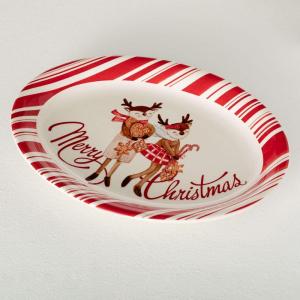 imageSullivans Ceramic Merry Christmas Platter Holiday Charcuterie Cheese Bread Fruit Vegetable Dip or Sushi Serving Dish