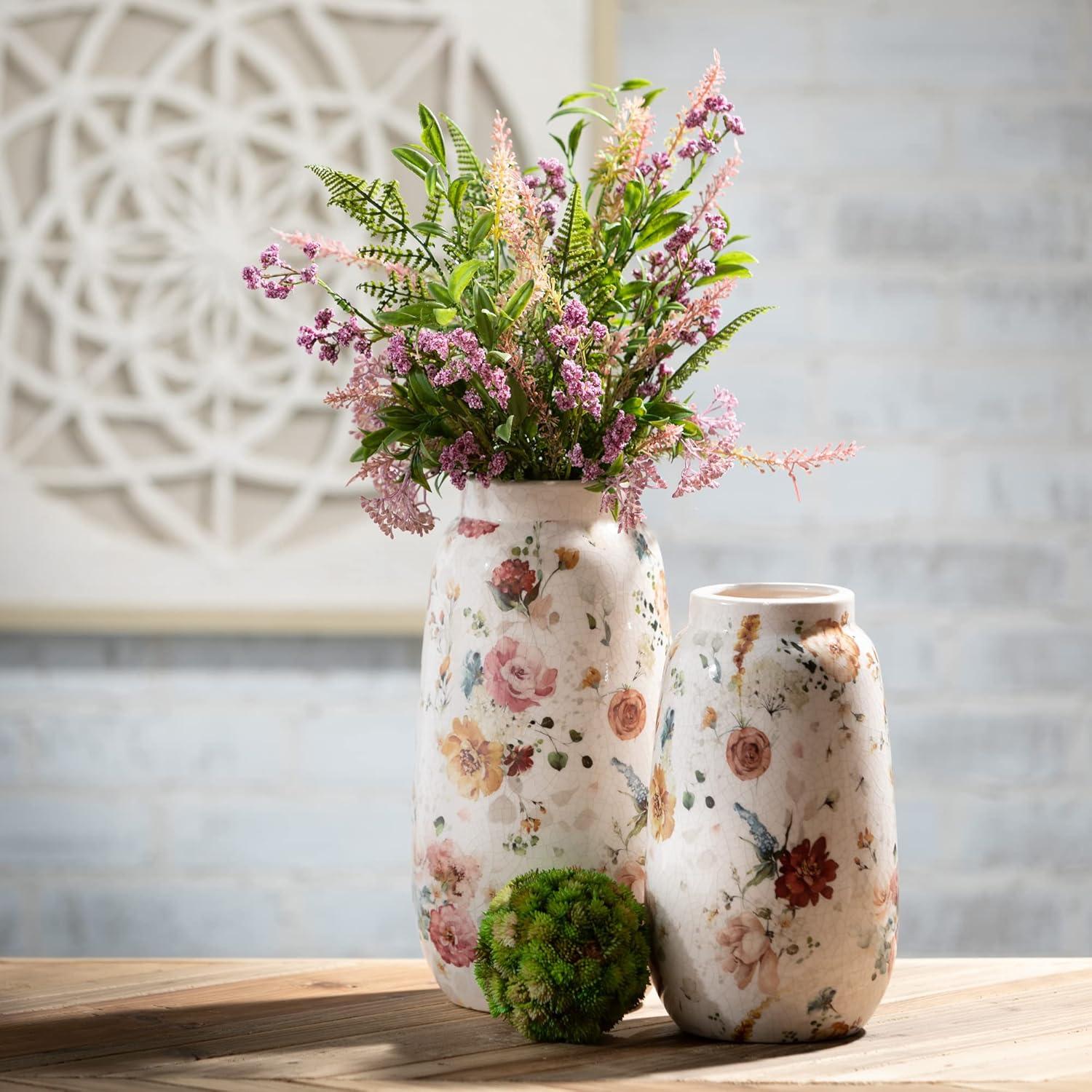 imageSullivans 1275quot ampamp 105quot Elegant Blossom Pattern Vases  Set of 2 Multicolor Home Dcor Accents Tabletop Vases Living Room Dcor Mantle and Entryway Vases