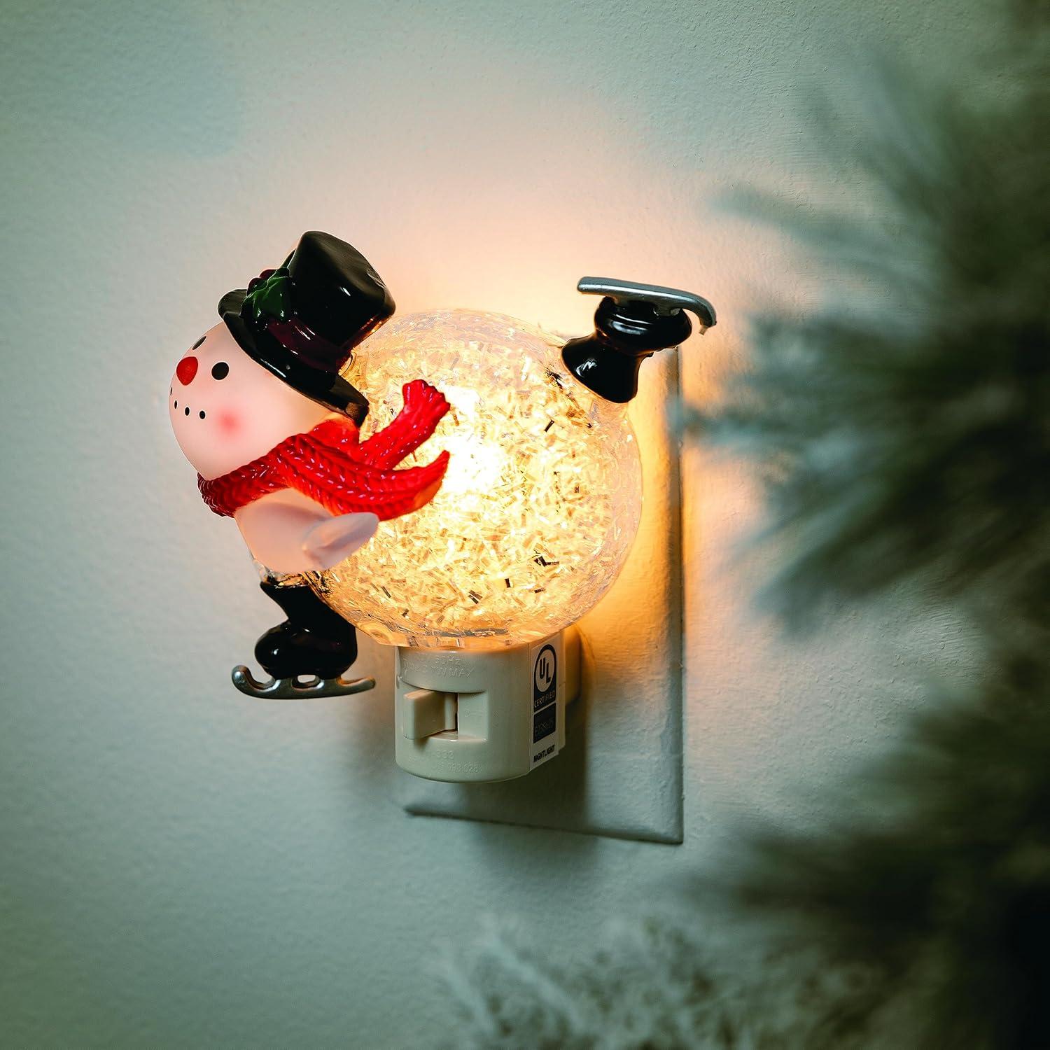 imageSullivans 5quot H Ice Skating Snowman Nightlight Multicolored  for Bathroom Bedroom Holiday DecorationsIce Skating Snowman