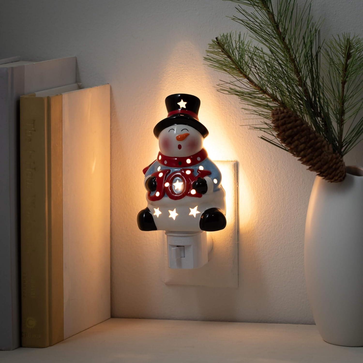 imageSullivans 5quot H Ice Skating Snowman Nightlight Multicolored  for Bathroom Bedroom Holiday DecorationsJoy Snowman