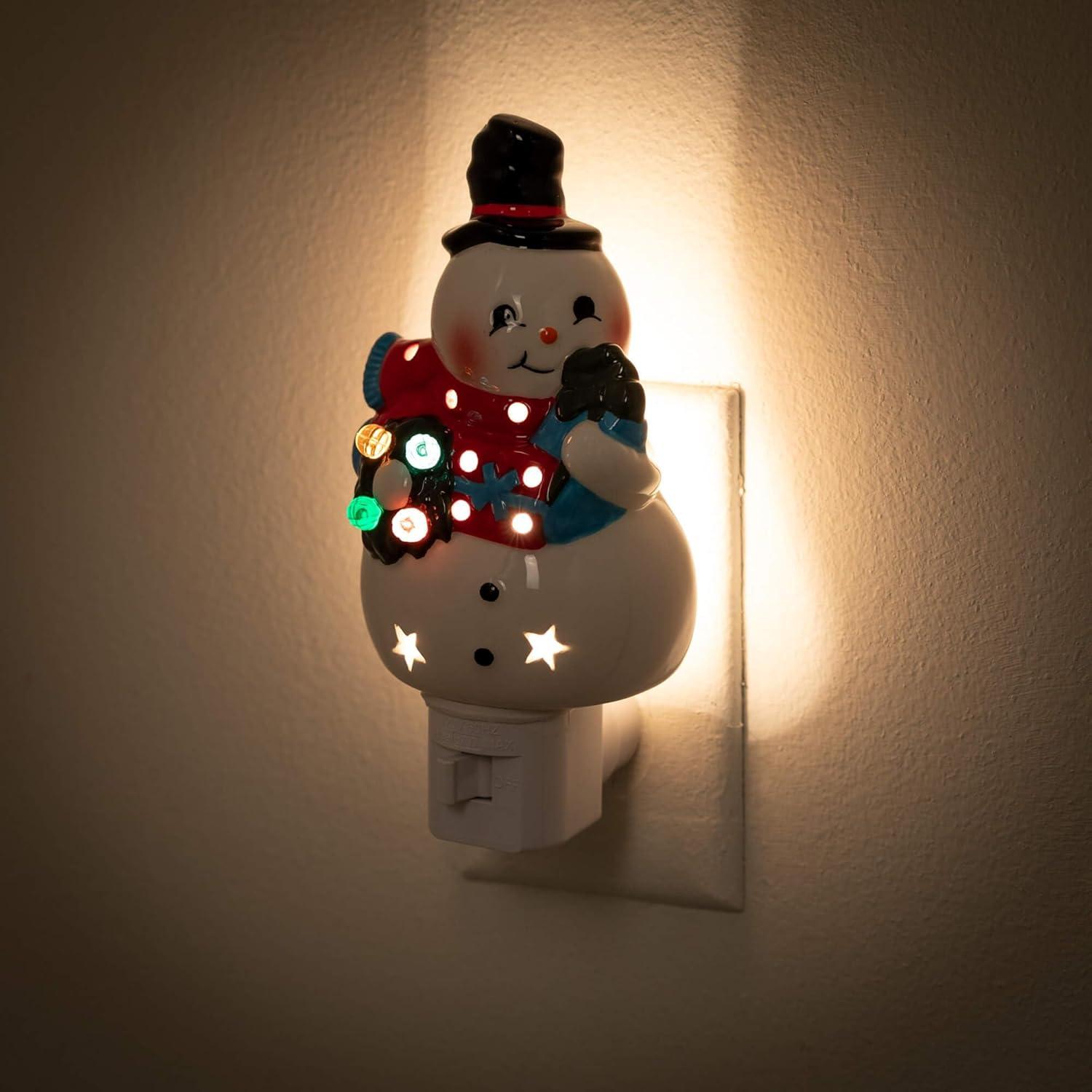 imageSullivans 5quot H Ice Skating Snowman Nightlight Multicolored  for Bathroom Bedroom Holiday DecorationsPresent Snowman